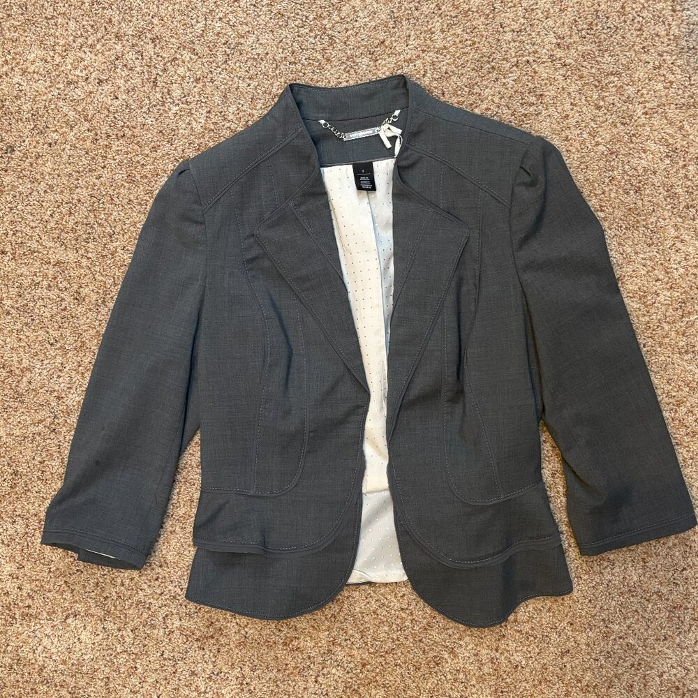 Short Gray Peplum Jacket--Size 8